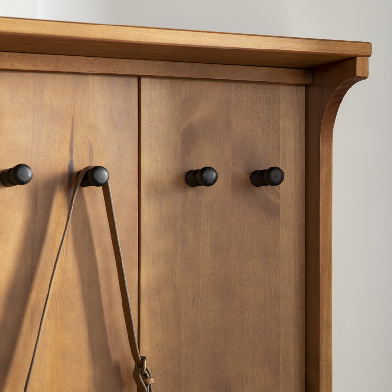 Corrigan Studio® Malena Pine Solid Wood Hall Tree with Bench and Shoe